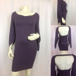 Vintage Plum Cashmere Blackless Angel Sleeve Dress